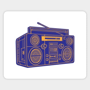 Boombox (Yellow Orange Lines + Blue Drop Shadow) Analog / Music Magnet